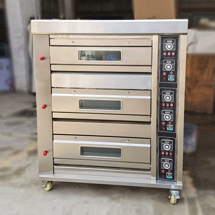 Industrial Commercial Machinery Equipment Electric 3 Deck 6 Tray Price Bakery Toaster Bread Pizza Cake Baking Gas Oven Machine for Baking Cakes